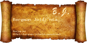 Bergman Jolánta névjegykártya